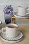 Hermia Juego de tazas de té y platillos de cerámica, 12 piezas, Azul y blanco